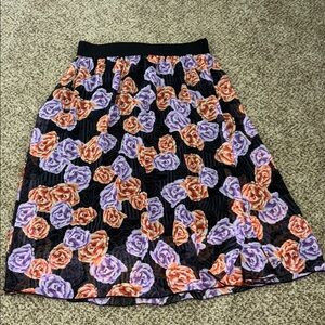Lularoe Floral Purple Orange Black Skirt Small